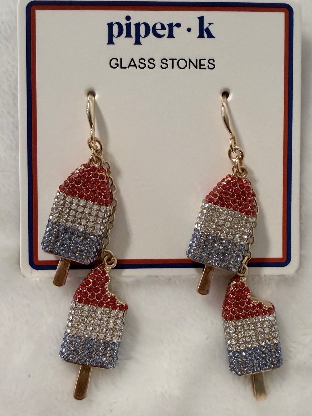 Piper K Patriotic Popsicle Dangle Earrings - Red White Blue